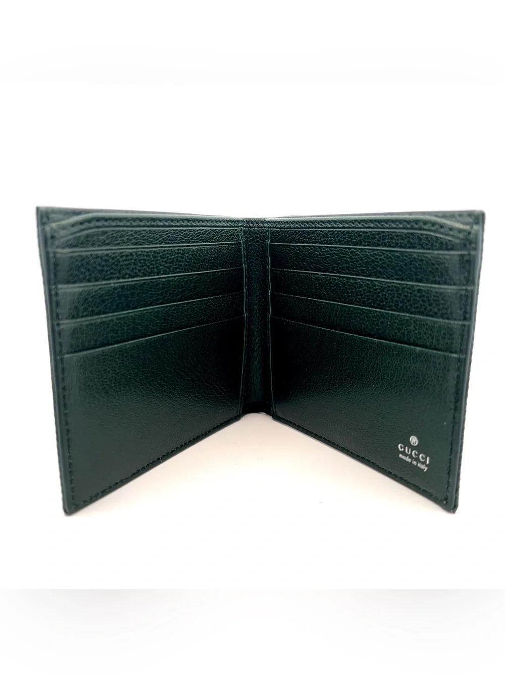 Gucci Essence Classic bi-fold wallet dark green gg canvas